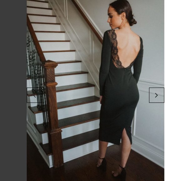 NWT Lace Trim Backless Bodycon Dress - Picture 4 of 4